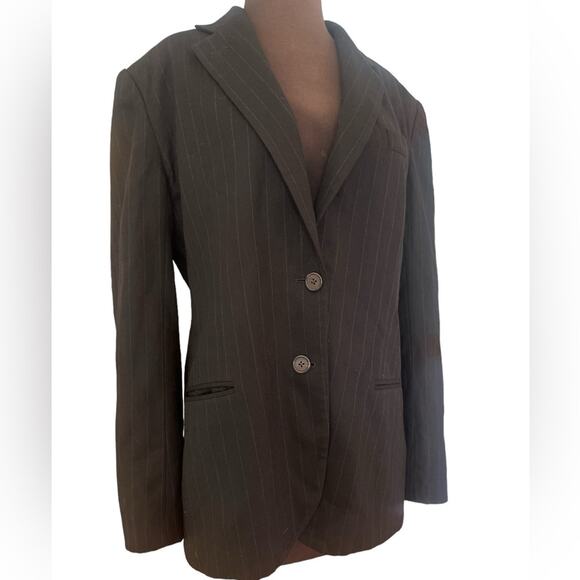 Lauren Ralph Lauren Wool Classic Pinstripe Academia Two Button Office Blazer - Picture 1 of 5